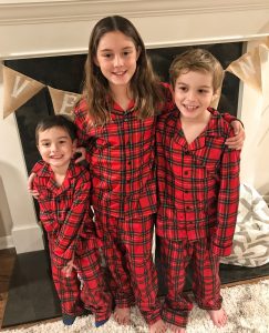 Coordinating Christmas pajamas #plaid #siblings #matchingpjs