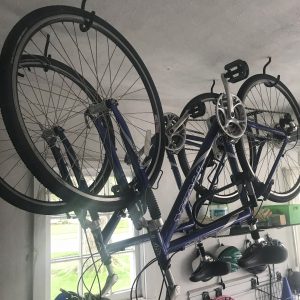 Hang Bikes from Ceiling to Save Garage Space