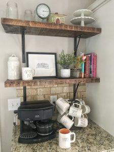 Farmhouse Shelves in Kitchen #raedunn #woodshelves #farmhousestyle #modernfarmhouse