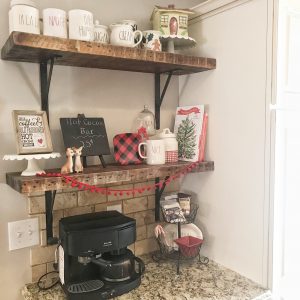 Styling a hot chocolate bar #hotcocoabar #coffeestation #christmasdecor #raedunn #buffalocheck
