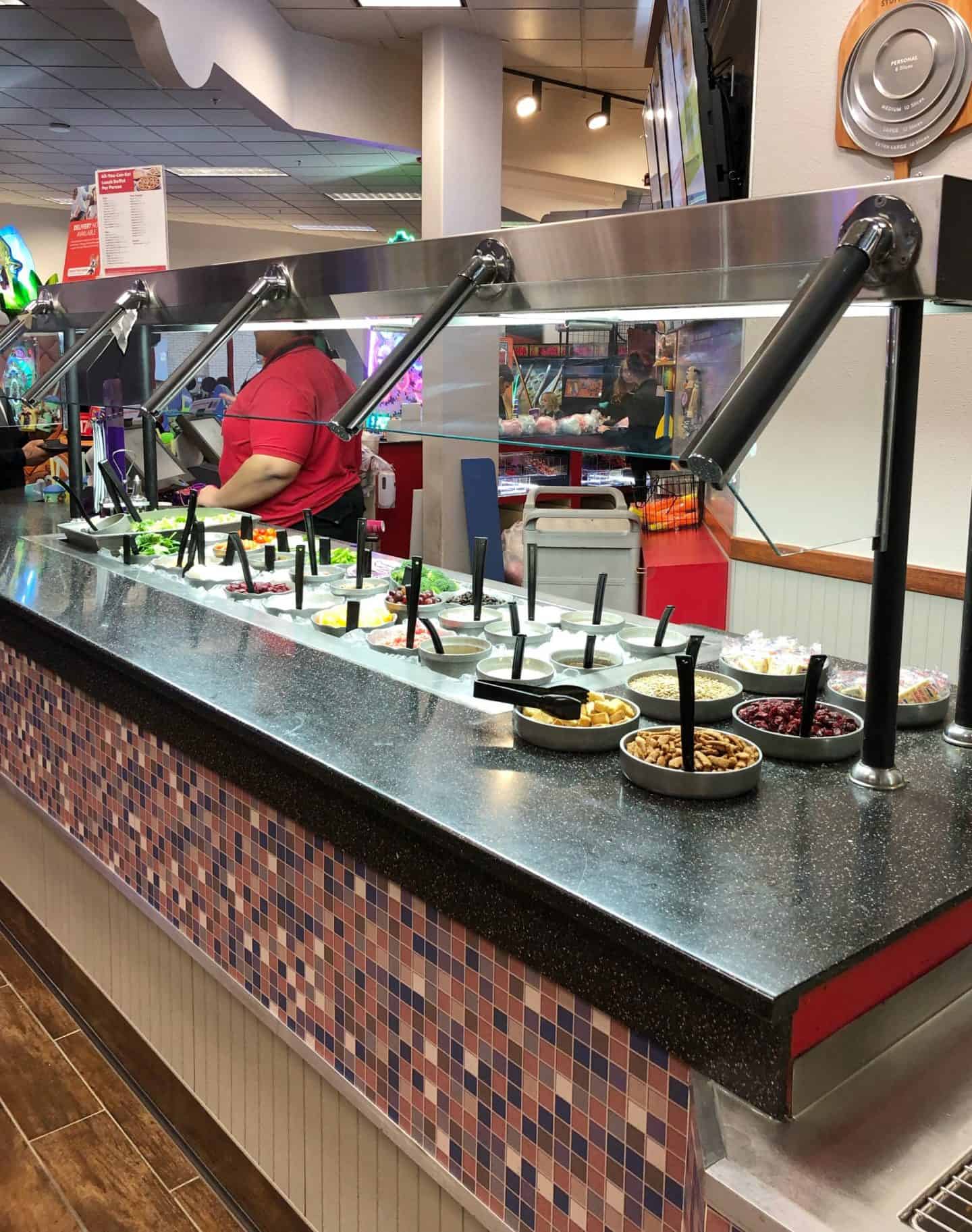 Food options at Chuck e. Cheese's #sponsored #northolmsted #ohio #saladbar