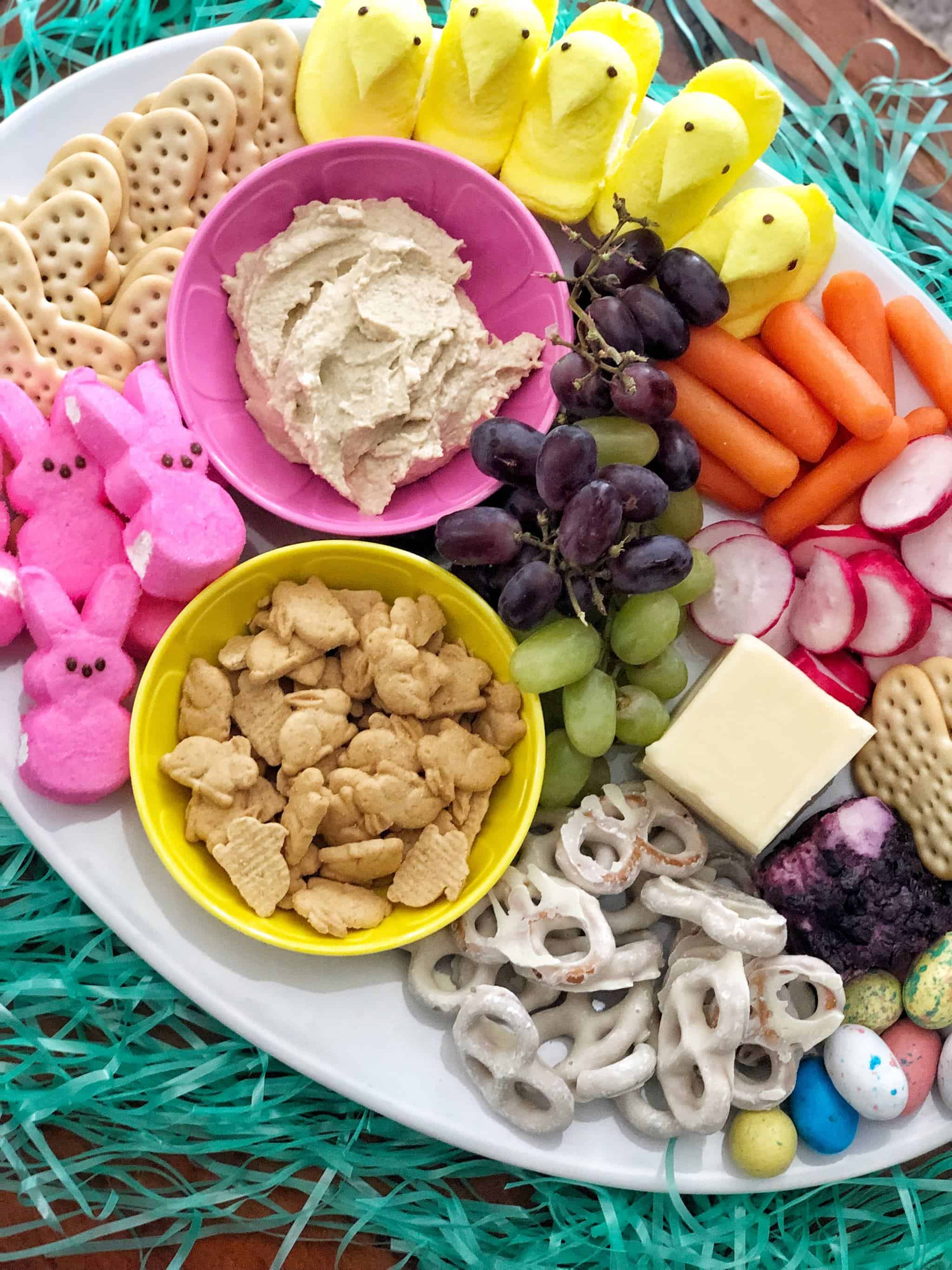 Easy and Kid Friendly Easter Brunch Appetizer #charcuterie #peeps #makeahead #easterrecipes