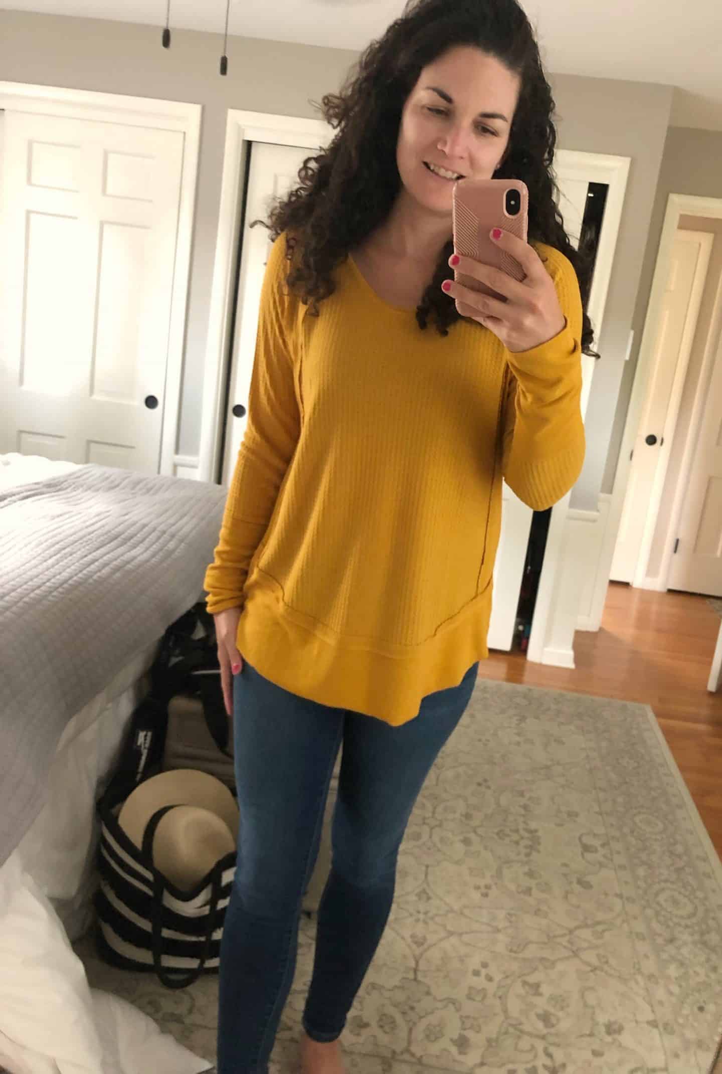 Free People Waffle Knit Dupe at Walmart #fallstyle #fashion #tops