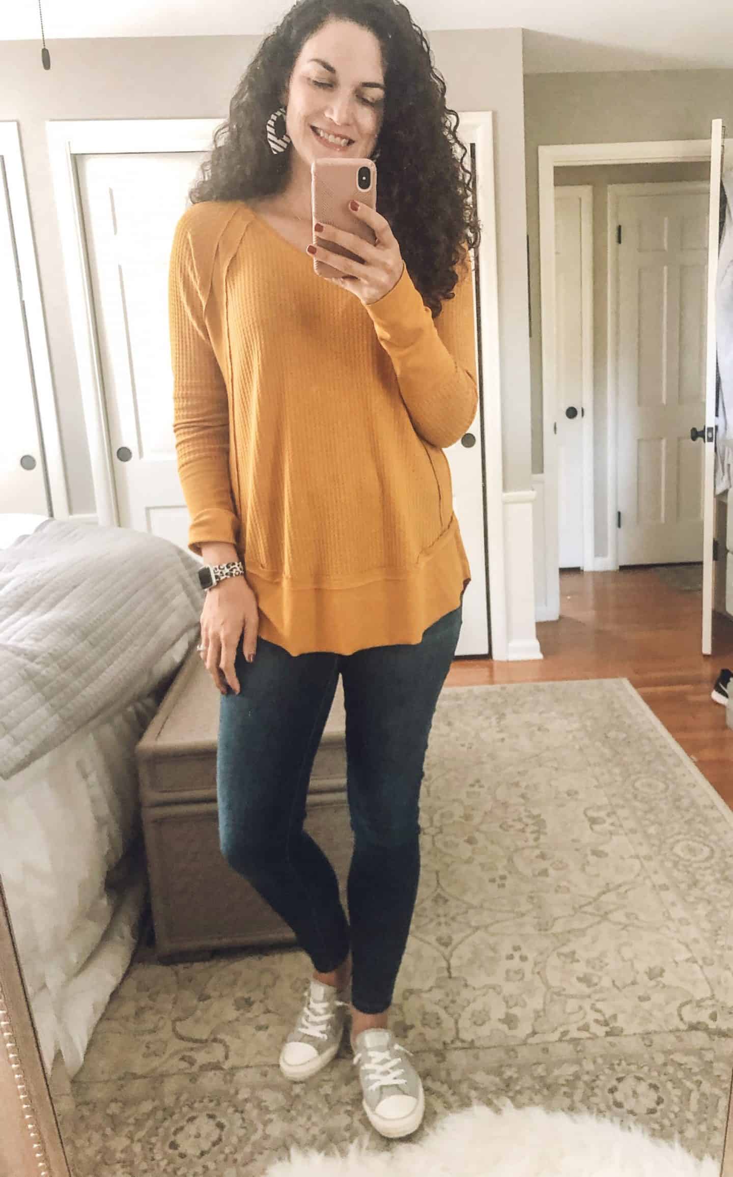 Yellow Tunic Top #walmartfinds #falloutfits #converse