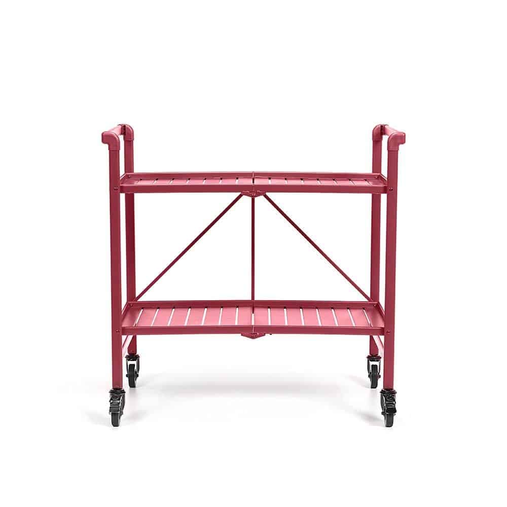 Red Rolling Bar Cart with Wheels