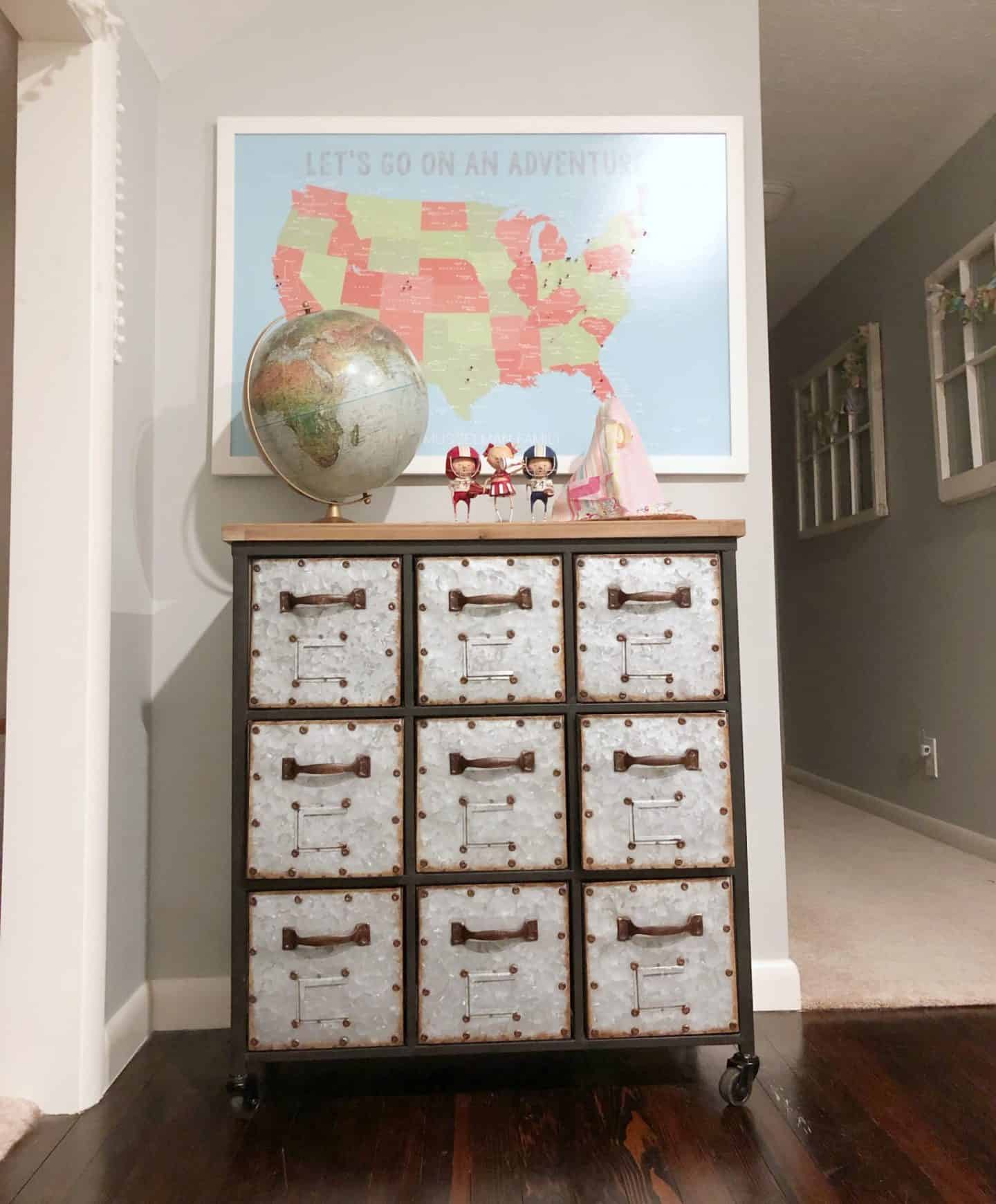 Metal drawer storage for kids room