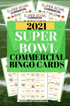 2021 Super Bowl Commercial Bingo Cards #biggame #superbowl55 #bingogame #football