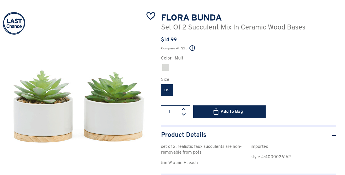 set of 2 faux succulents