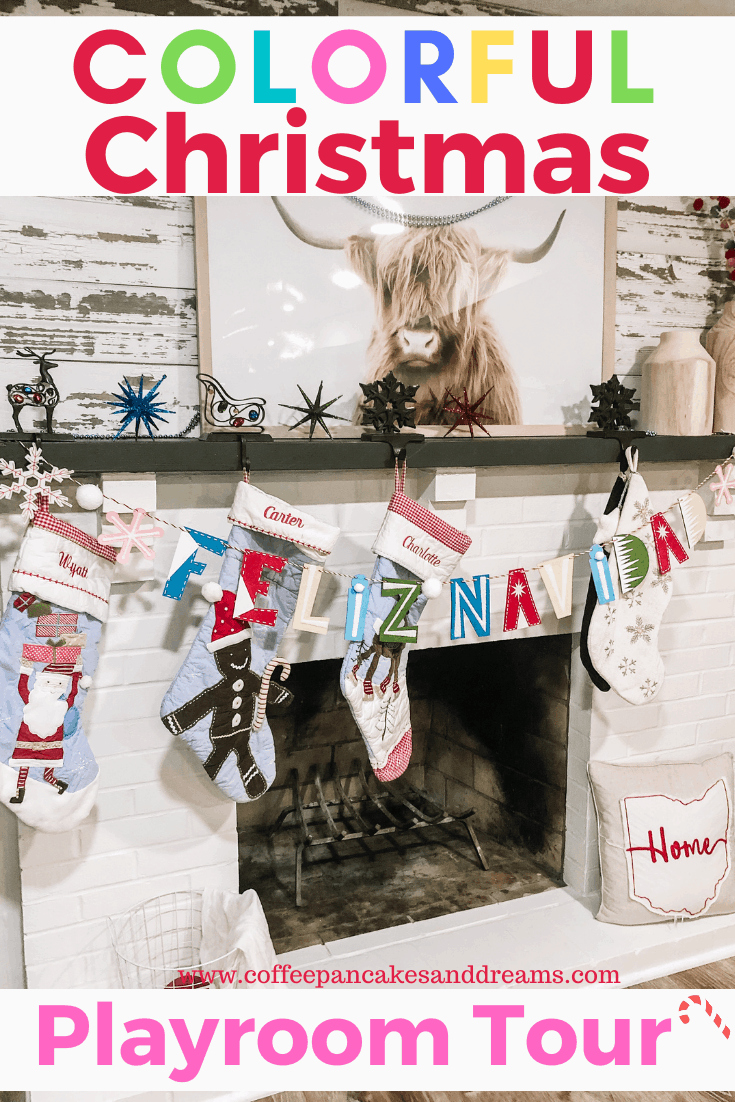 Merry and Bright Colorful Christmas Decor #playroom #kids #mantle