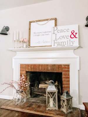 Valentine's Day mantle decor