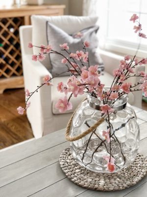 pink floral steps for spring home decor