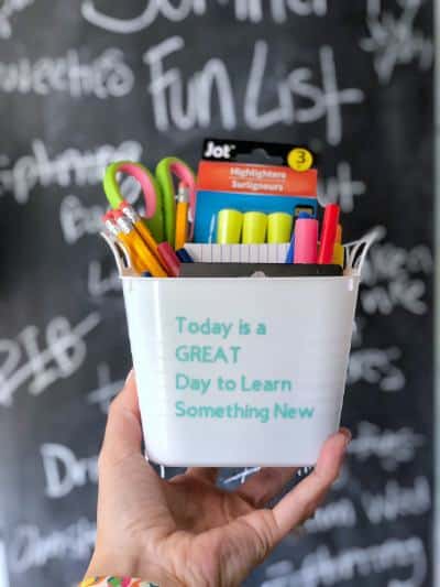 dollar store homework caddy